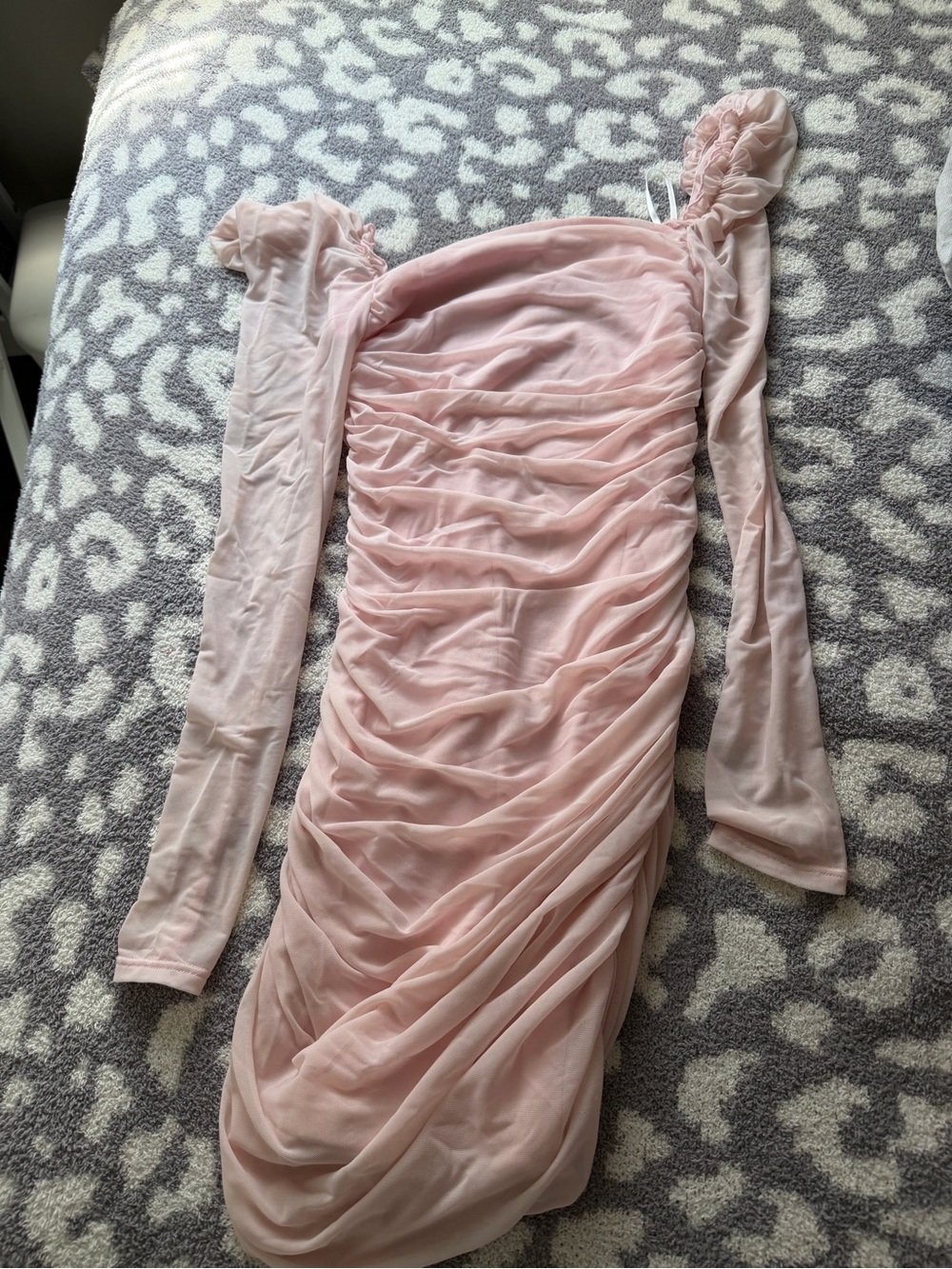 Ruched Off-Shoulder Pink Dress